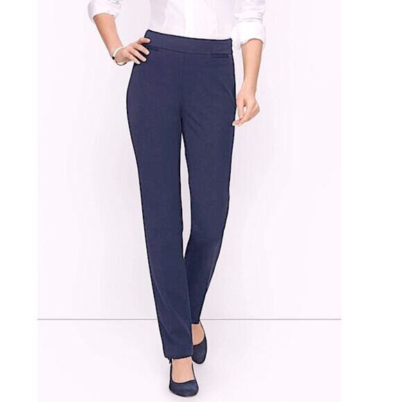 Talbots Pants Size 8 Navy Blue Straight Leg - Picture 1 of 11